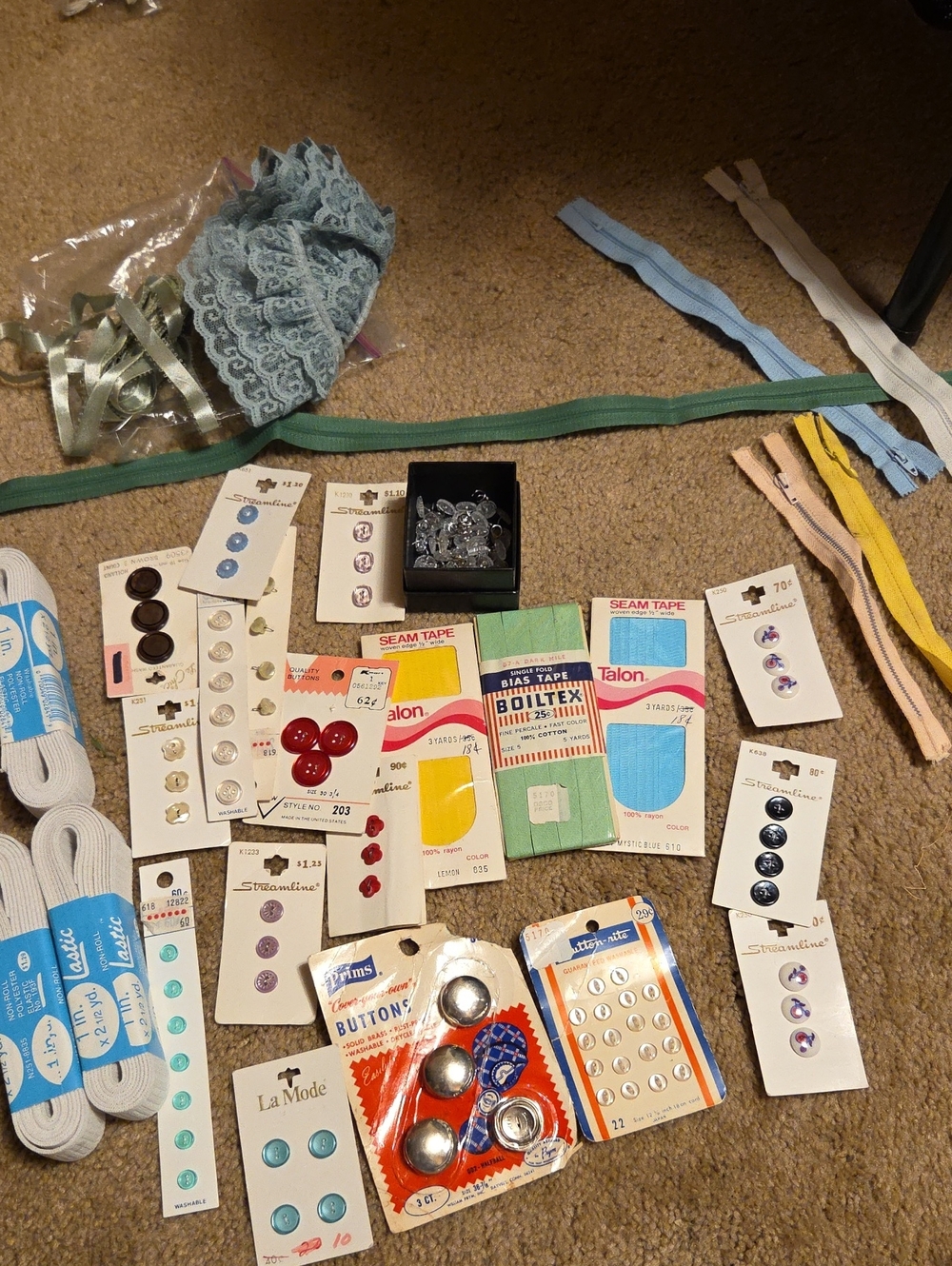 Assorted Sewing Notions Mix - Multicolor Buttons & Trim